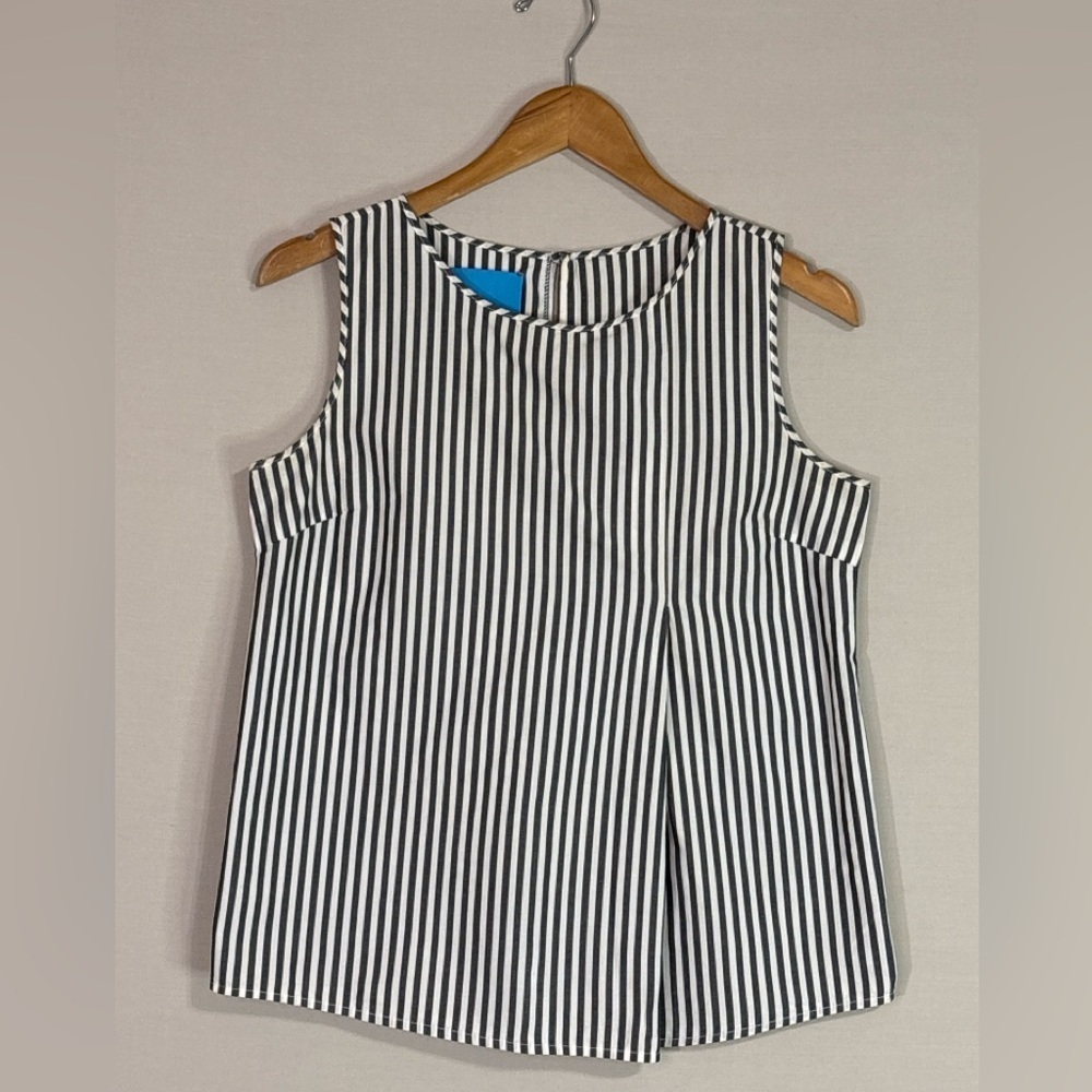 Merci Italia Made in Italy Striped Cotton Tank Top Black White Minimalist M